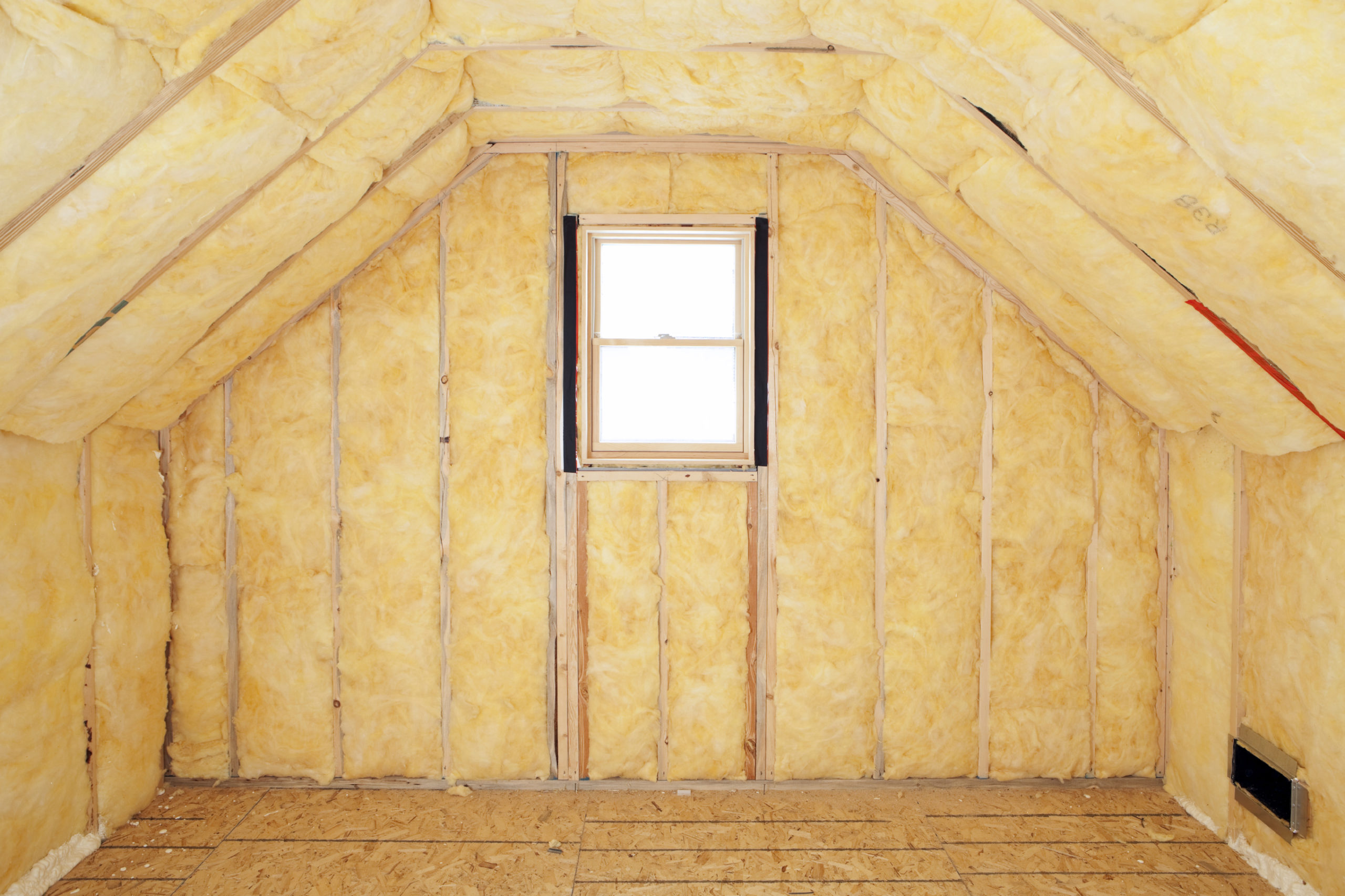 Fiberglass batt insulation in attic