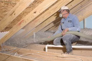 GreenFiber Cellulose Blown-In Insulation in attic