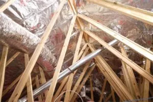 Radiant barrier insulation in attic.